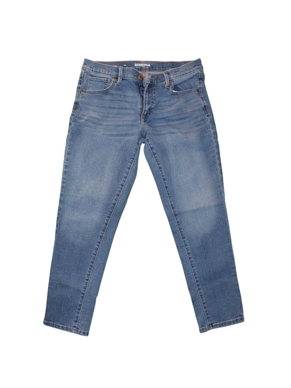 Sonoma Girlfriend Jeans Womens 10 Blue Denim Cropped Stretch Mid Rise Everyday